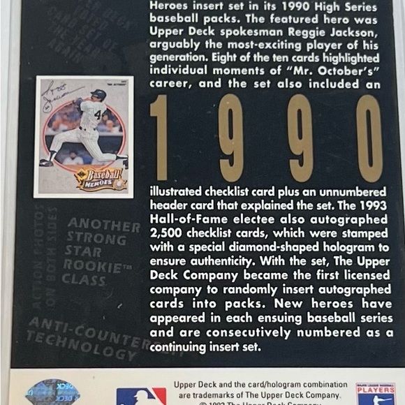 Reggie Jackson authographed 1993 Upper Deck Anniversary # A9 - Picture 2 of 2